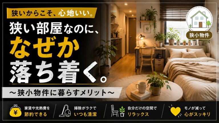 Read more about the article 狭い部屋なのに、なぜか落ち着く。　～狭小物件に暮らすメリット～