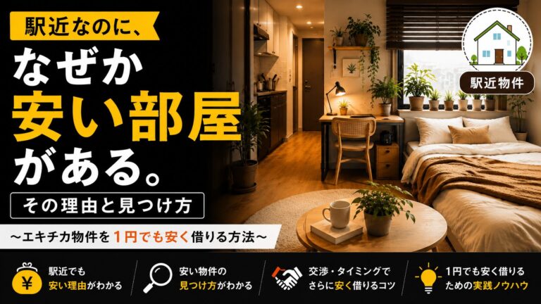 Read more about the article 駅近なのに、なぜか安い部屋がある。その理由と見つけ方　～エキチカ物件を１円でも安く借りる方法～
